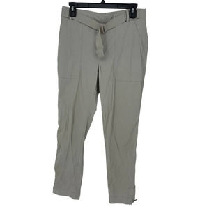 Athleta Trekkie pants size 8 tan oat belted hiking outdoor casual nylon